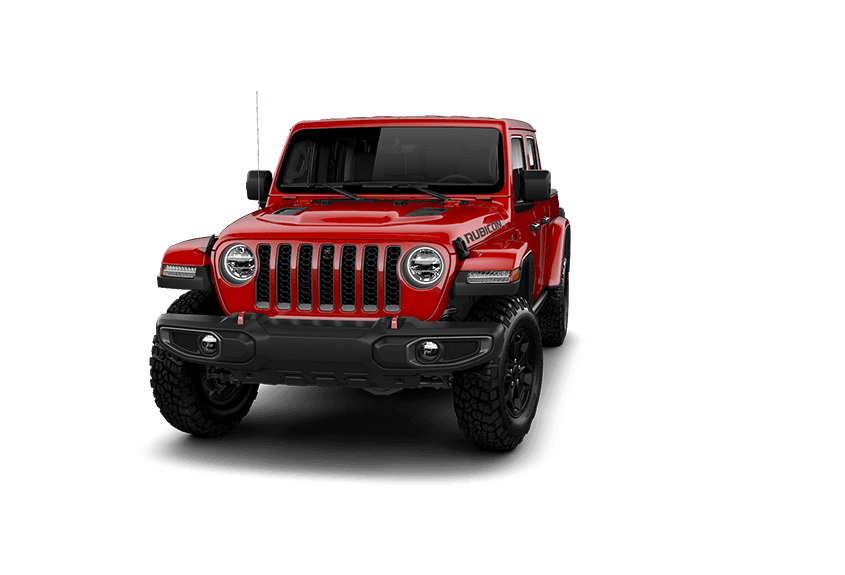 Jeep Gladiator na cor vermelha com Portas, Para-Brisa e Teto em fundo transparente.